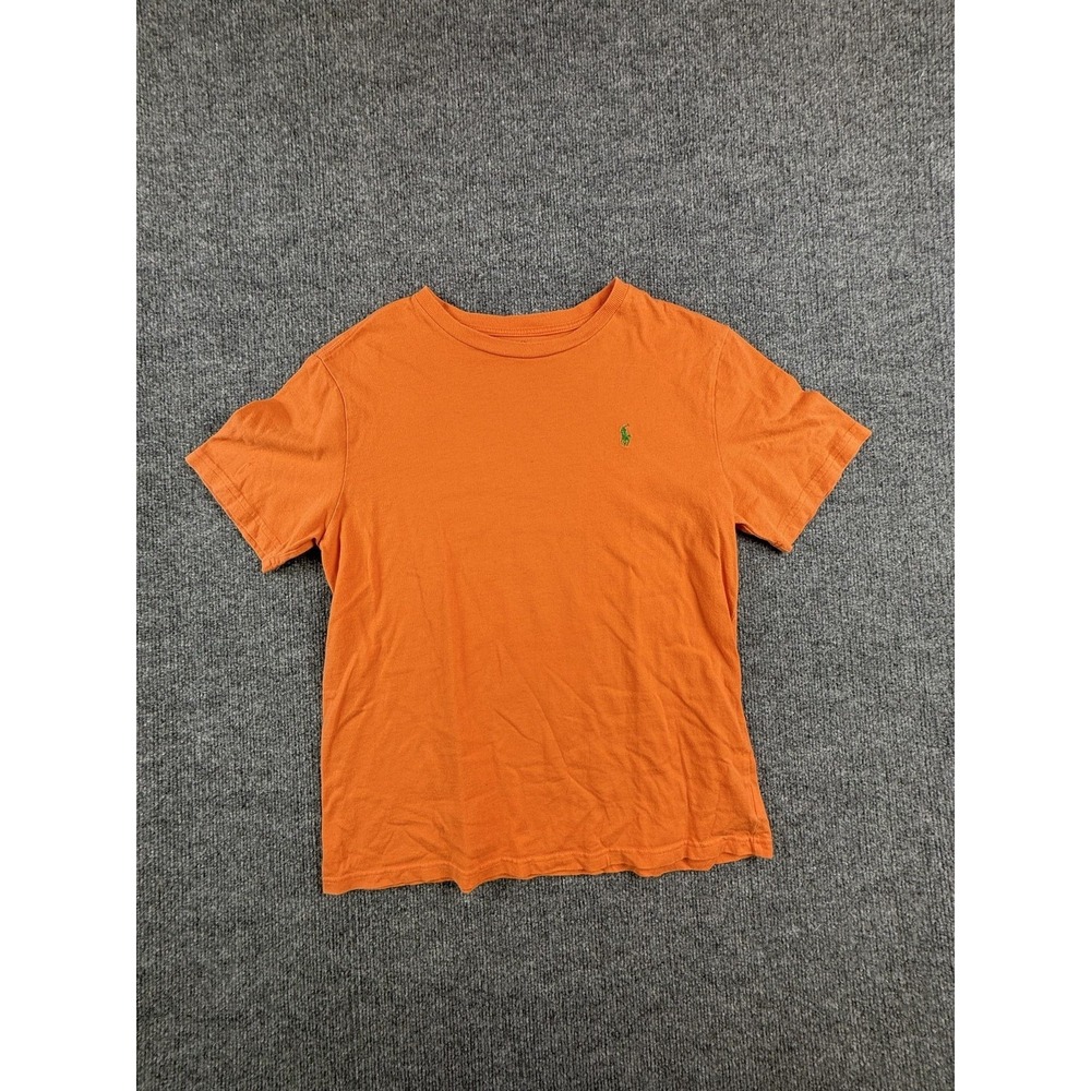 Polo Ralph Lauren Shirt Kids Large 14-16 Orange Pony Logo Cotton Crew Neck Tee